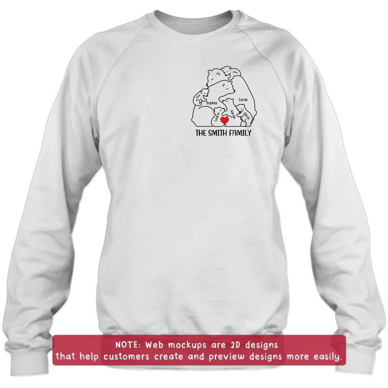 Personalized Bear Family Embroidered Shirt/ Hoodie - Gift Idea For Family - Up to 5 Kids