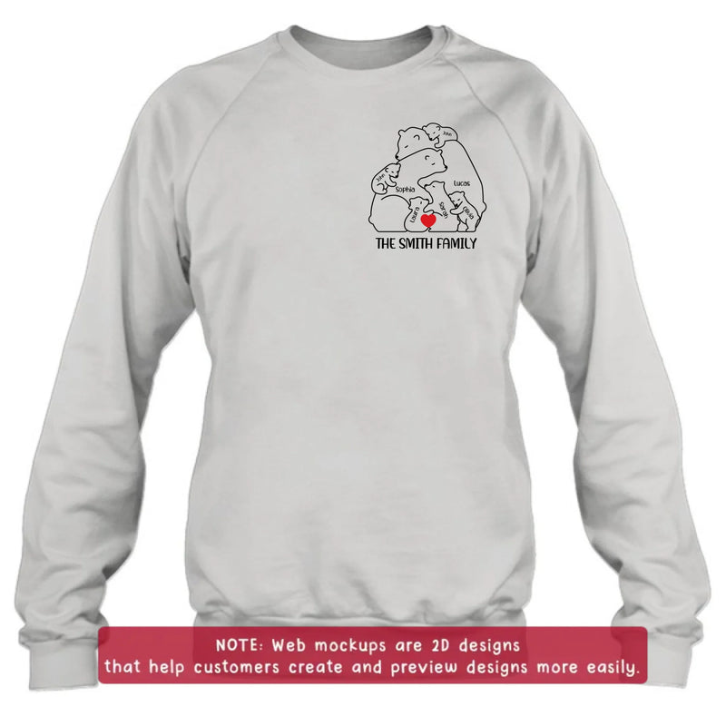 Personalized Bear Family Embroidered Shirt/ Hoodie - Gift Idea For Family - Up to 5 Kids