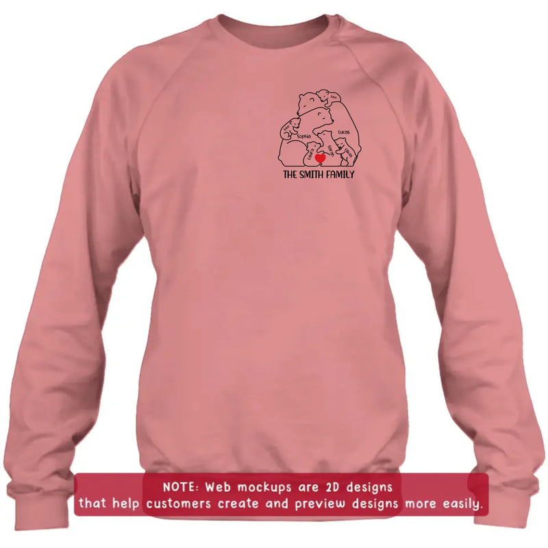 Personalized Bear Family Embroidered Shirt/ Hoodie - Gift Idea For Family - Up to 5 Kids