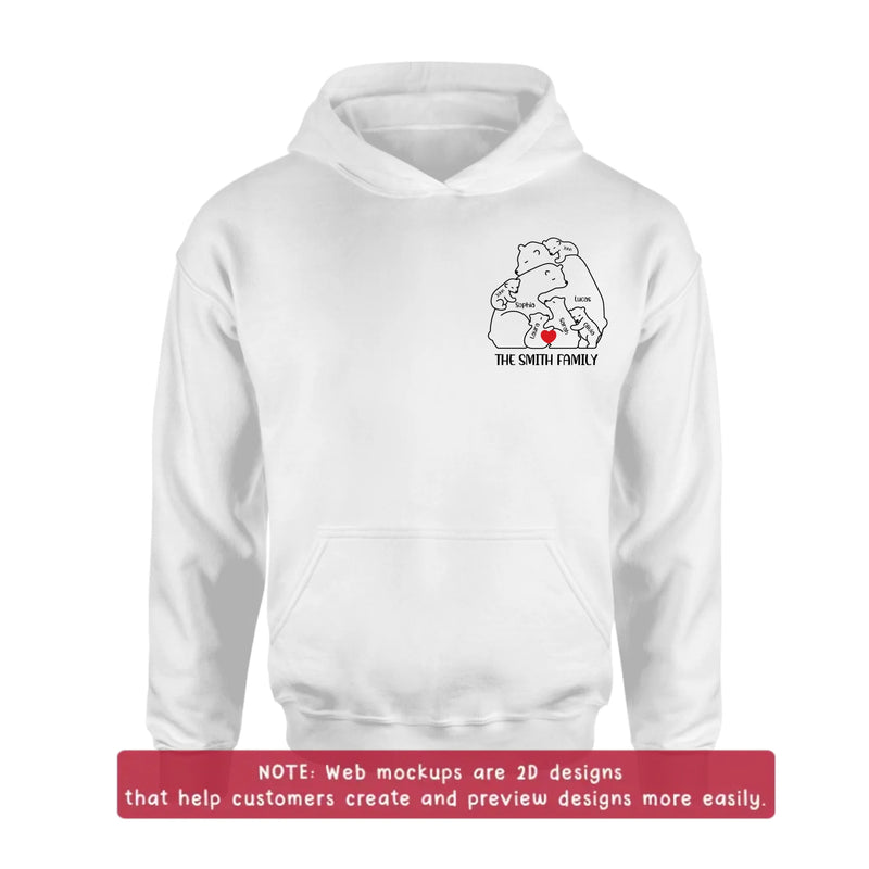 Personalized Bear Family Embroidered Shirt/ Hoodie - Gift Idea For Family - Up to 5 Kids