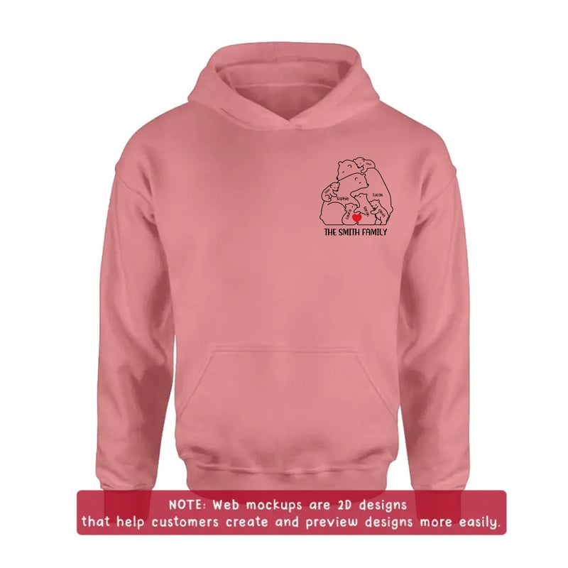 Personalized Bear Family Embroidered Shirt/ Hoodie - Gift Idea For Family - Up to 5 Kids