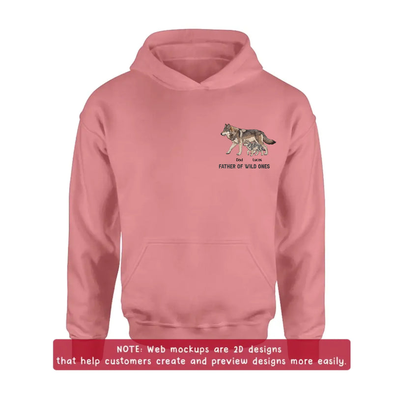Personalized Wolf Family Embroidered Shirt/ Hoodie - Father of Wild Ones - Custom Dad & Kids with up to 7 Kids - Father's Day/ Birthday Gift Idea