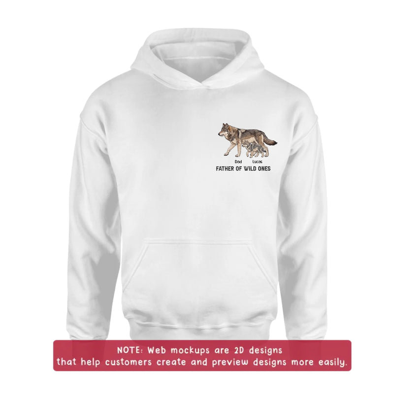 Personalized Wolf Family Embroidered Shirt/ Hoodie - Father of Wild Ones - Custom Dad & Kids with up to 7 Kids - Father's Day/ Birthday Gift Idea