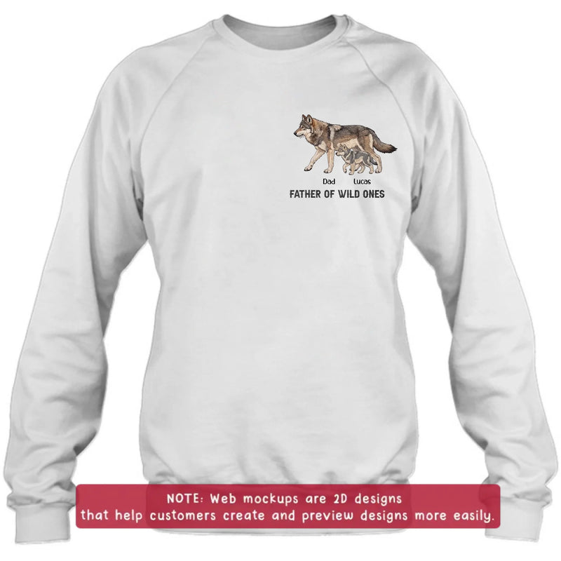 Personalized Wolf Family Embroidered Shirt/ Hoodie - Father of Wild Ones - Custom Dad & Kids with up to 7 Kids - Father's Day/ Birthday Gift Idea