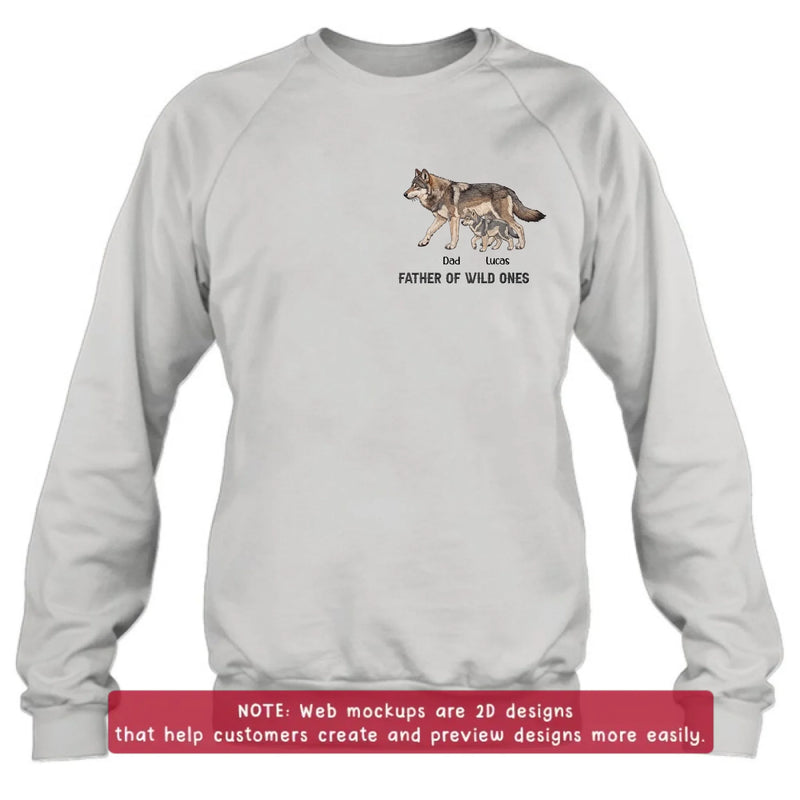 Personalized Wolf Family Embroidered Shirt/ Hoodie - Father of Wild Ones - Custom Dad & Kids with up to 7 Kids - Father's Day/ Birthday Gift Idea