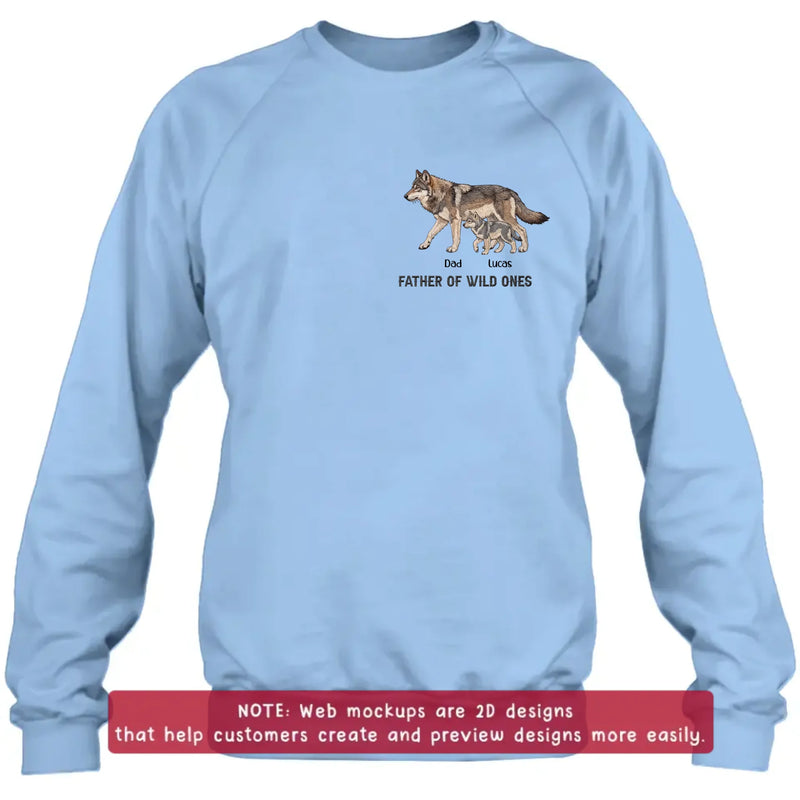 Personalized Wolf Family Embroidered Shirt/ Hoodie - Father of Wild Ones - Custom Dad & Kids with up to 7 Kids - Father's Day/ Birthday Gift Idea