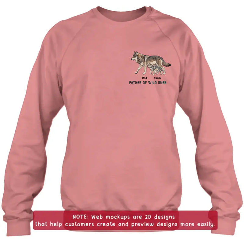 Personalized Wolf Family Embroidered Shirt/ Hoodie - Father of Wild Ones - Custom Dad & Kids with up to 7 Kids - Father's Day/ Birthday Gift Idea