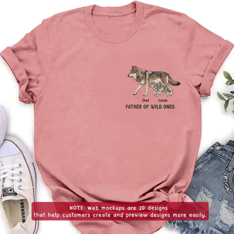 Personalized Wolf Family Embroidered Shirt/ Hoodie - Father of Wild Ones - Custom Dad & Kids with up to 7 Kids - Father's Day/ Birthday Gift Idea