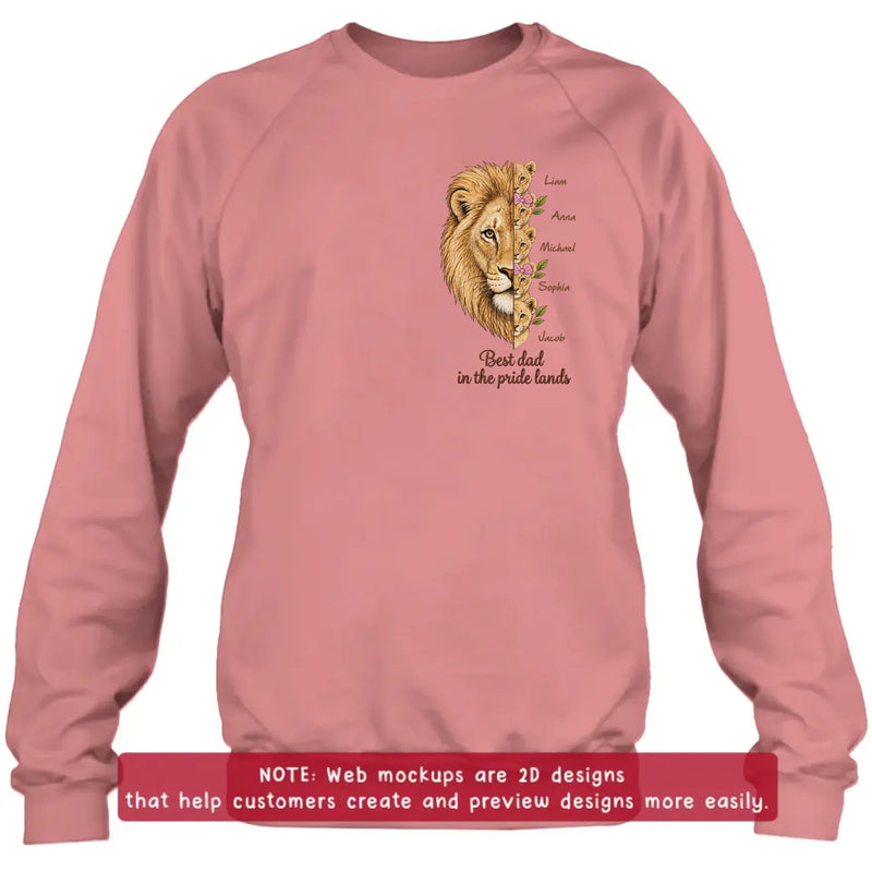 Personalized Lion Dad Embroidered Shirt/ Hoodie – Father’s Day Gift for Dad & Grandpa with up to 5 Kids