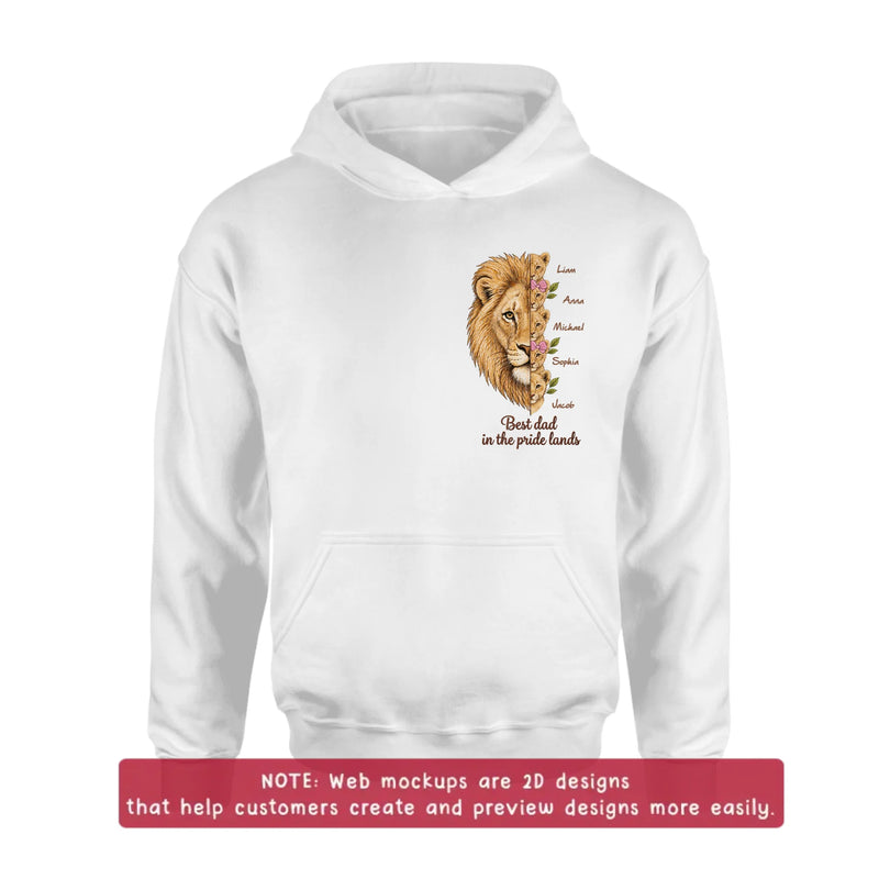 Personalized Lion Dad Embroidered Shirt/ Hoodie – Father’s Day Gift for Dad & Grandpa with up to 5 Kids