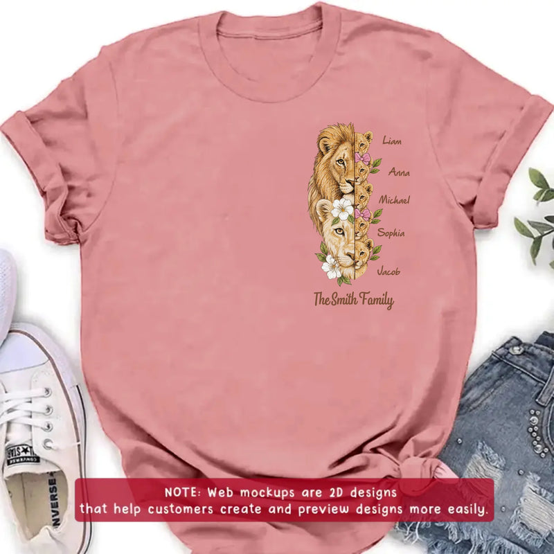 Personalized Lion Family Embroidered Shirt/ Hoodie – Custom Family Gift for Mom, Dad & up to 5 Kids