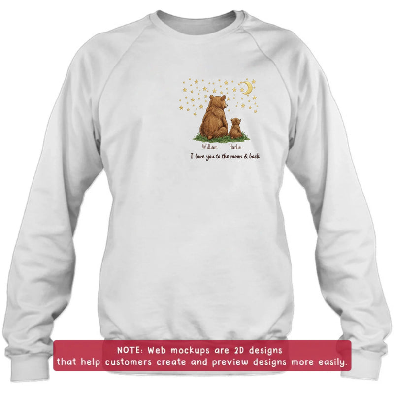 Personalized Bear Dad Embroidered Shirt/ Hoodie - Gift Idea For Father's Day - Up to 5 Kids - We Love You To The Moon & Back