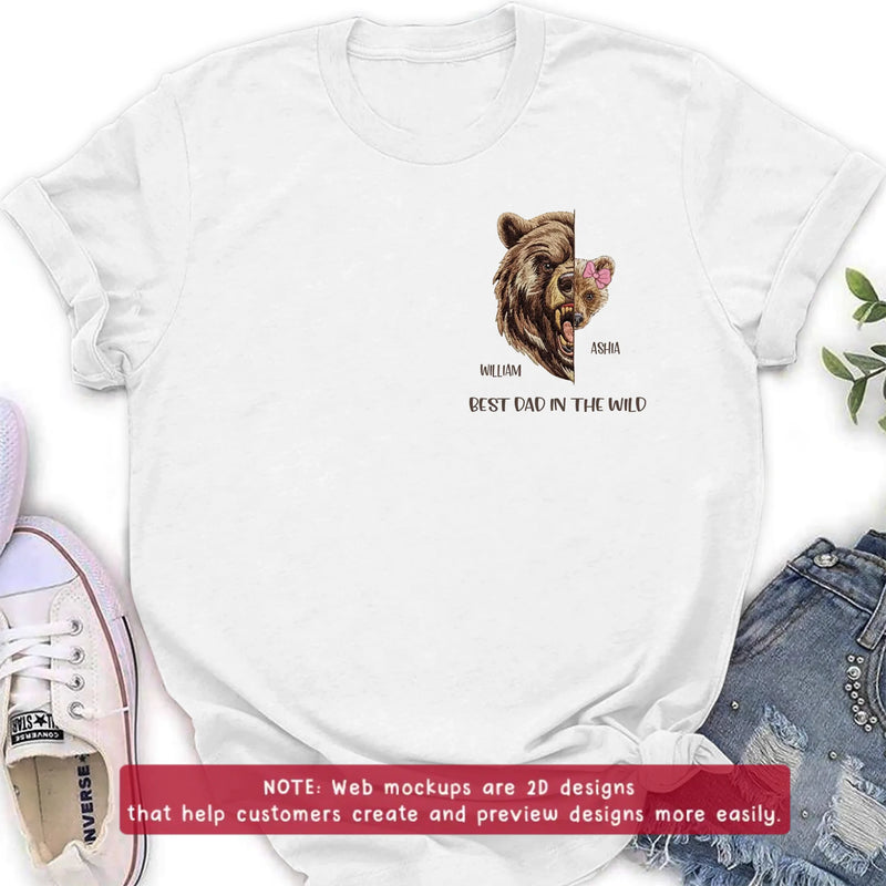 Personalized Bear Dad Embroidered Shirt/ Hoodie - Gift Idea For Father's Day - Up to 5 Kids - Best Dad In The Wild