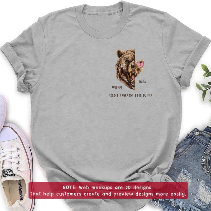 Personalized Bear Dad Embroidered Shirt/ Hoodie - Gift Idea For Father's Day - Up to 5 Kids - Best Dad In The Wild