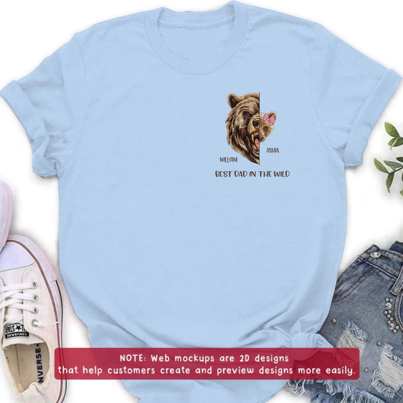 Personalized Bear Dad Embroidered Shirt/ Hoodie - Gift Idea For Father's Day - Up to 5 Kids - Best Dad In The Wild