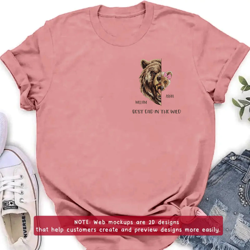 Personalized Bear Dad Embroidered Shirt/ Hoodie - Gift Idea For Father's Day - Up to 5 Kids - Best Dad In The Wild