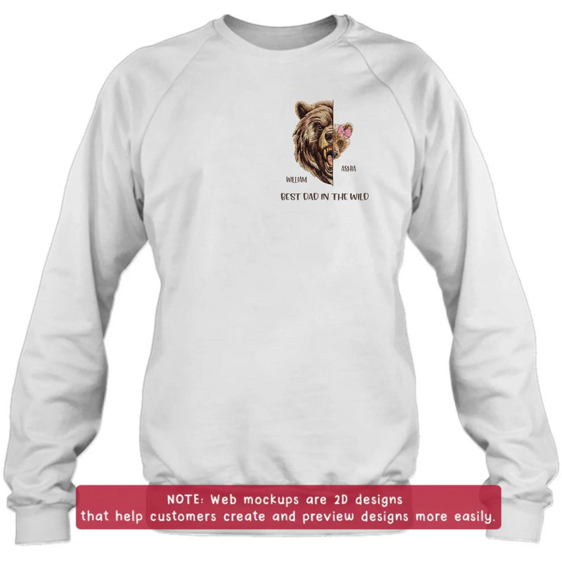 Personalized Bear Dad Embroidered Shirt/ Hoodie - Gift Idea For Father's Day - Up to 5 Kids - Best Dad In The Wild