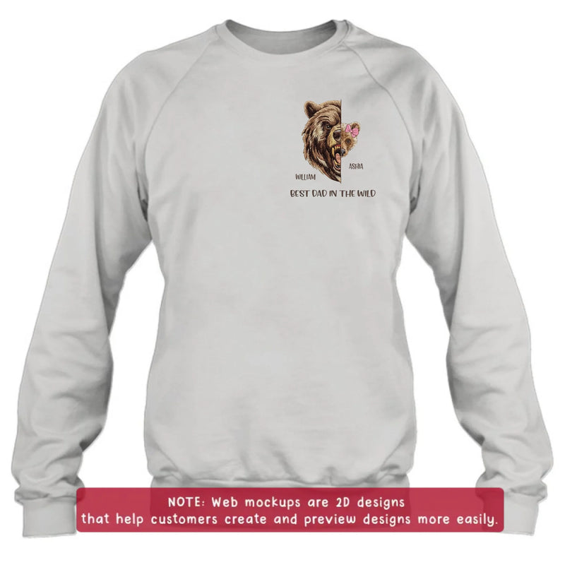 Personalized Bear Dad Embroidered Shirt/ Hoodie - Gift Idea For Father's Day - Up to 5 Kids - Best Dad In The Wild