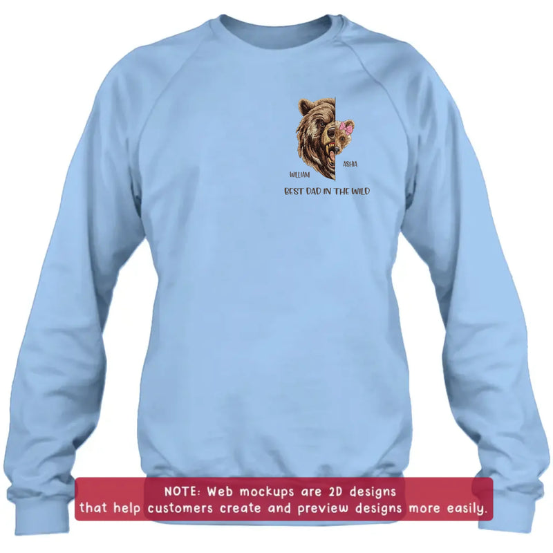 Personalized Bear Dad Embroidered Shirt/ Hoodie - Gift Idea For Father's Day - Up to 5 Kids - Best Dad In The Wild