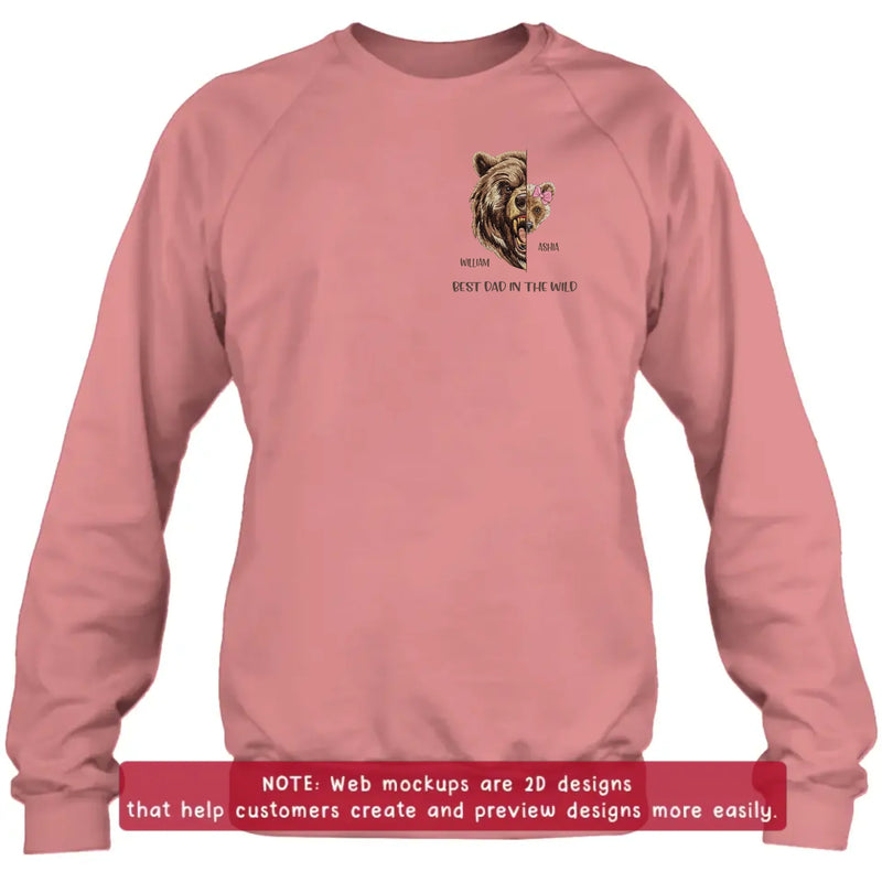 Personalized Bear Dad Embroidered Shirt/ Hoodie - Gift Idea For Father's Day - Up to 5 Kids - Best Dad In The Wild