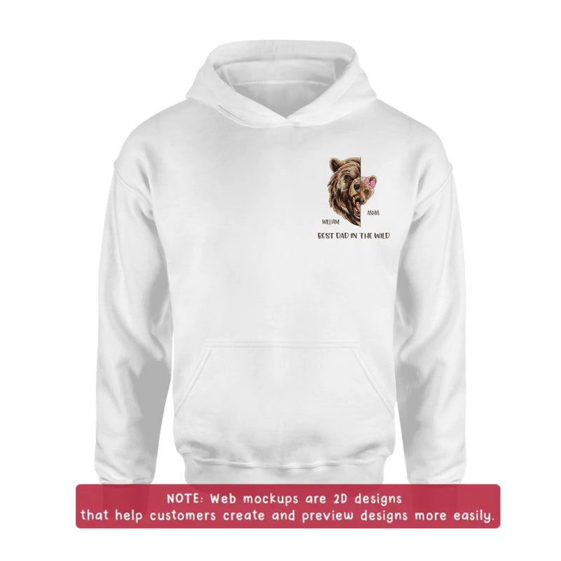 Personalized Bear Dad Embroidered Shirt/ Hoodie - Gift Idea For Father's Day - Up to 5 Kids - Best Dad In The Wild