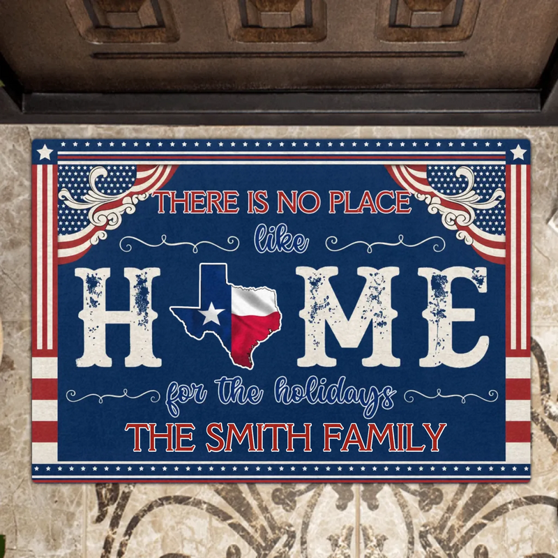 Custom Personalized USA State Home Doormat - Gift Idea For Family - There Is No Place Like Home