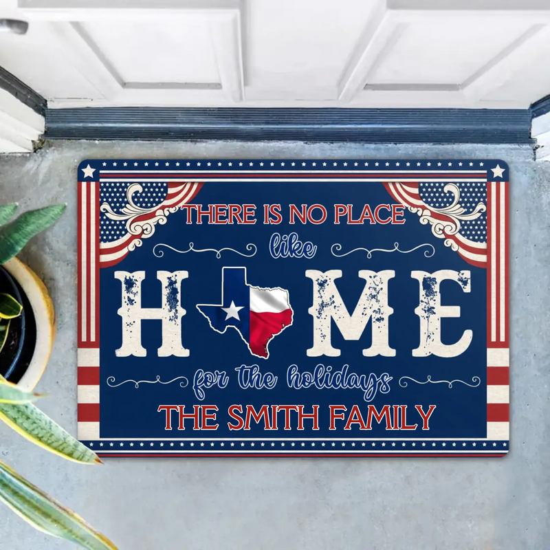Custom Personalized USA State Home Doormat - Gift Idea For Family - There Is No Place Like Home