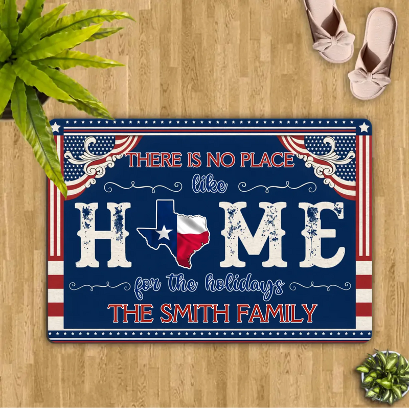 Custom Personalized USA State Home Doormat - Gift Idea For Family - There Is No Place Like Home