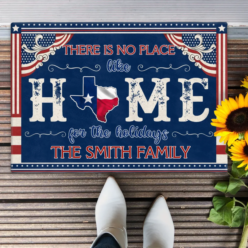 Custom Personalized USA State Home Doormat - Gift Idea For Family - There Is No Place Like Home