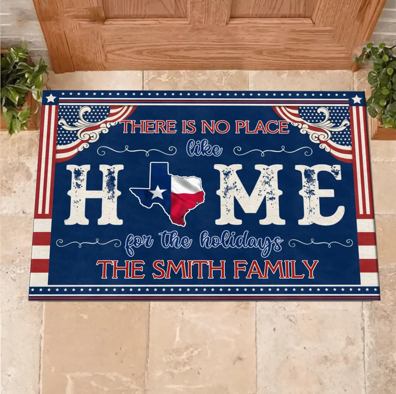 Custom Personalized USA State Home Doormat - Gift Idea For Family - There Is No Place Like Home