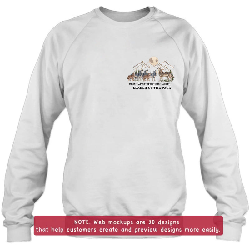 Personalized Wolf Family Embroidered Shirt/ Hoodie - Leader Of The Pack - Custom Dad & Kids with up to 5 Kids - Father's Day/ Birthday Gift Idea