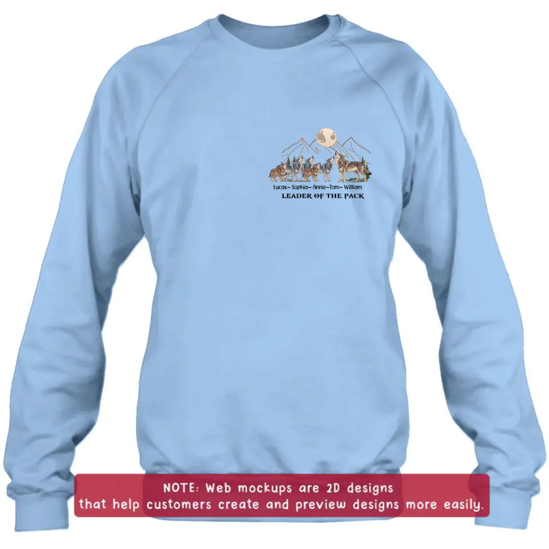 Personalized Wolf Family Embroidered Shirt/ Hoodie - Leader Of The Pack - Custom Dad & Kids with up to 5 Kids - Father's Day/ Birthday Gift Idea