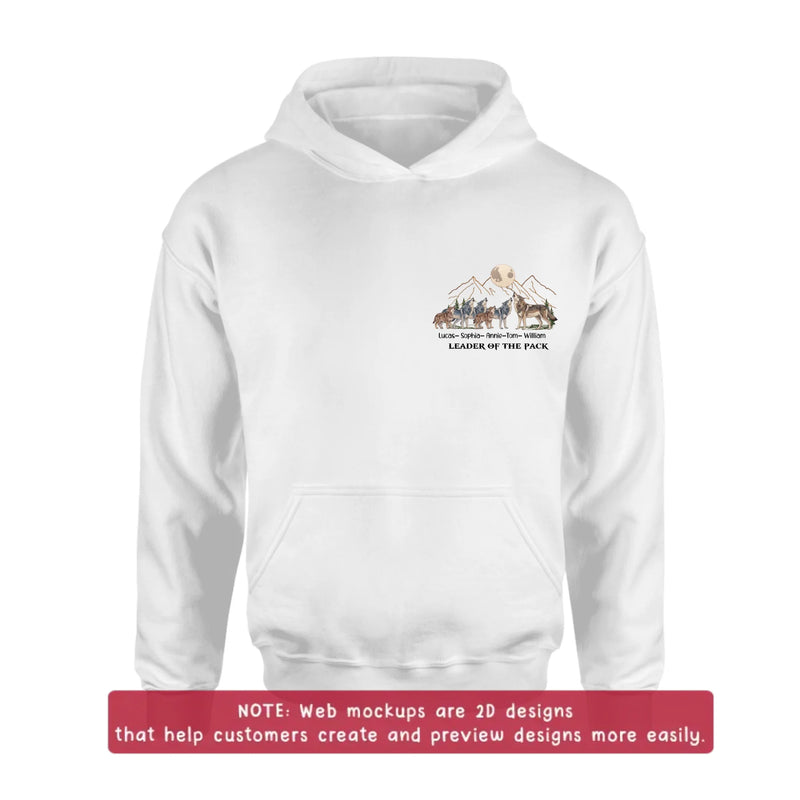 Personalized Wolf Family Embroidered Shirt/ Hoodie - Leader Of The Pack - Custom Dad & Kids with up to 5 Kids - Father's Day/ Birthday Gift Idea