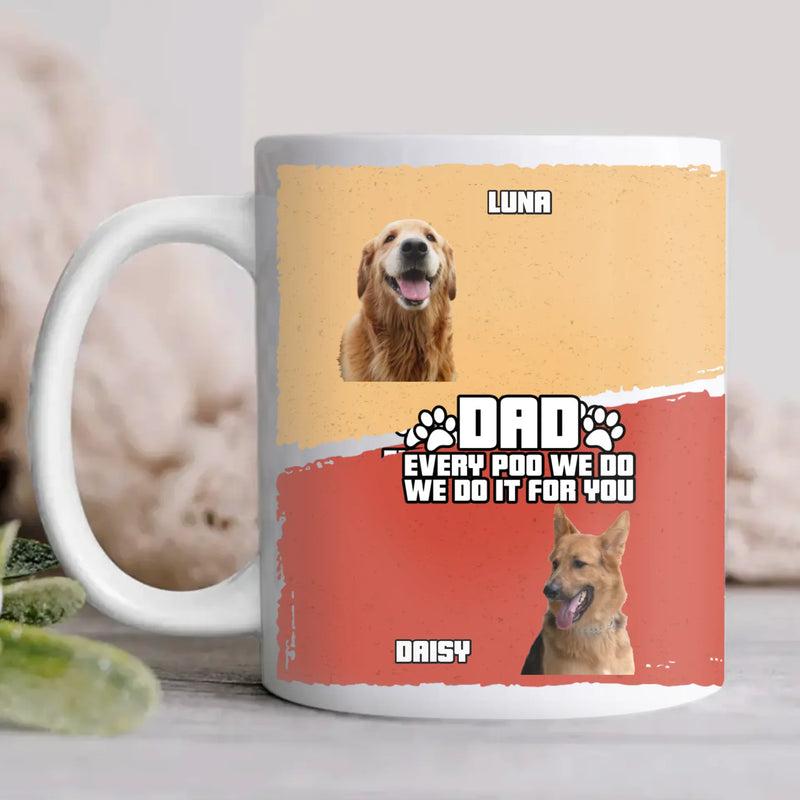 Personalized Funny Dog Dad Coffee Mug – Upload Photo - Up to 7 Dogs - Gift Idea For Dog Lover, Father's Day