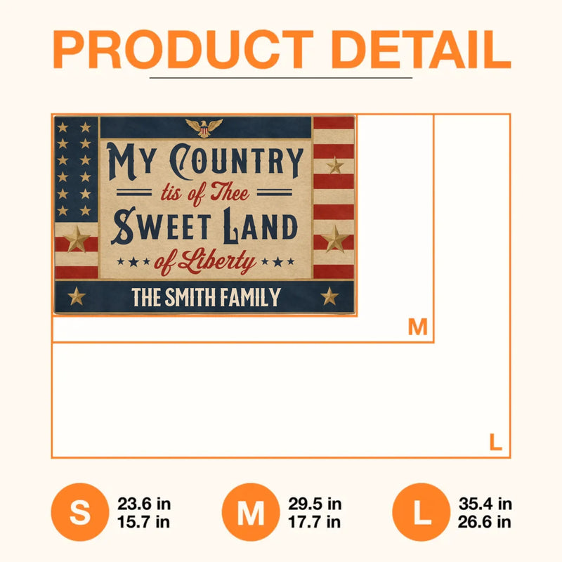 Personalized Patriotic Family Doormat – Vintage American Flag Welcome Mat for July 4th