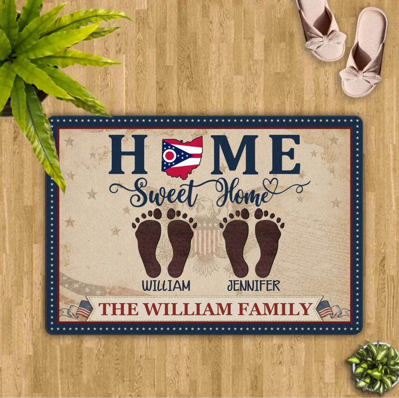 Custom Personalized Family Doormat - Gift Idea For Family - Parents Wtih Kids And Pets - Home Sweet Home