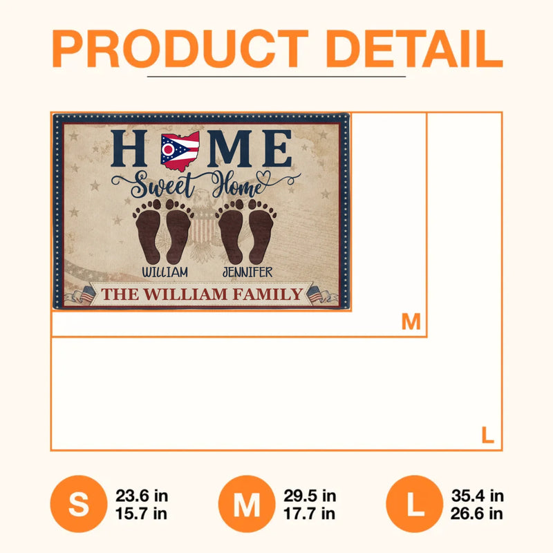 Custom Personalized Family Doormat - Gift Idea For Family - Parents Wtih Kids And Pets - Home Sweet Home