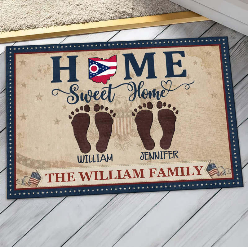 Custom Personalized Family Doormat - Gift Idea For Family - Parents Wtih Kids And Pets - Home Sweet Home
