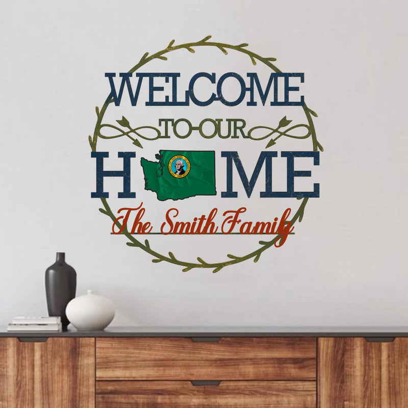 Personalized Home USA Metal Sign - Family Gift Idea - Welcome To Our Home