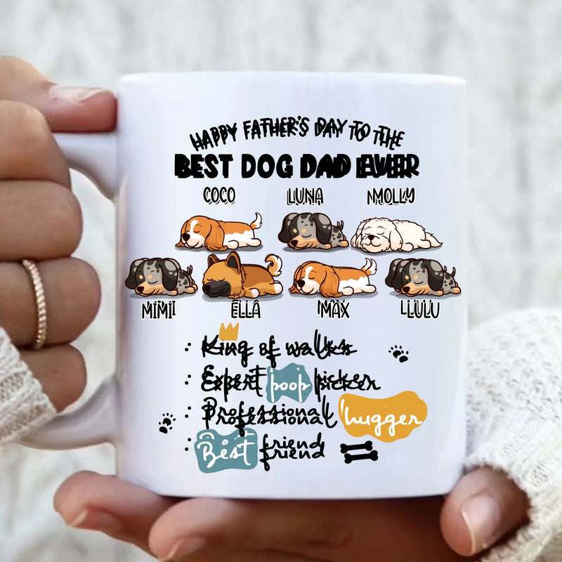 Personalized Best Dog Dad Ever Coffee Mug – Custom Coffee Mug Gift for Dog Dad, Father’s Day Gift from Dog Lovers with up to 7 Dogs