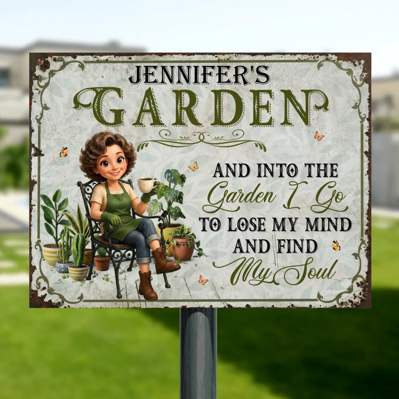 Personalized Garden Metal Sign - Upload Photo - Gift Idea For Garden Lover/ Grandma/ Mom - And Into The Garden I Go To Lose My Mind And Find My Soul