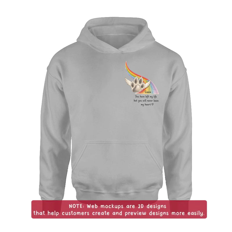 Personalized Embroidered Pet Memorial Shirt/ Hoodie with Up to 3 Pets – Custom Rainbow Bridge Dog Memorial, Pet Loss Sympathy Gift