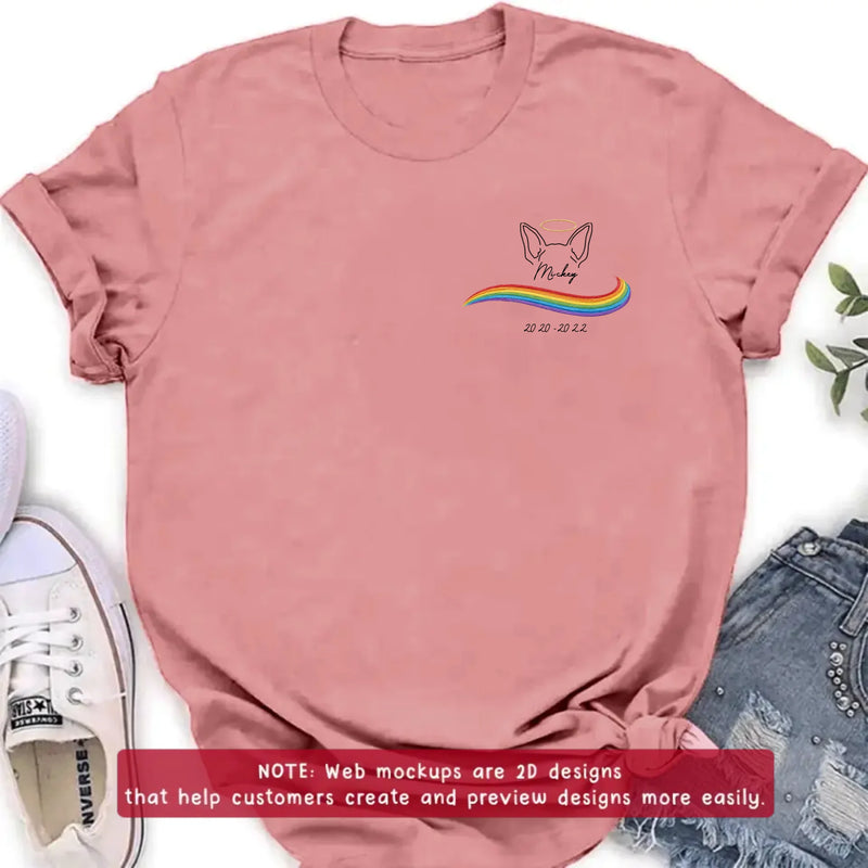 Personalized Embroidered Pet Memorial Shirt/ Hoodie with Up to 3 Pets – Custom Rainbow Bridge Dog Memorial - Angel Dog Remembrance Gift
