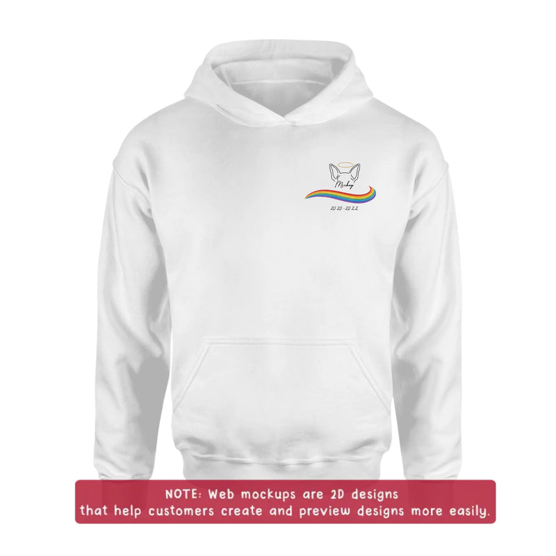 Personalized Embroidered Pet Memorial Shirt/ Hoodie with Up to 3 Pets – Custom Rainbow Bridge Dog Memorial - Angel Dog Remembrance Gift
