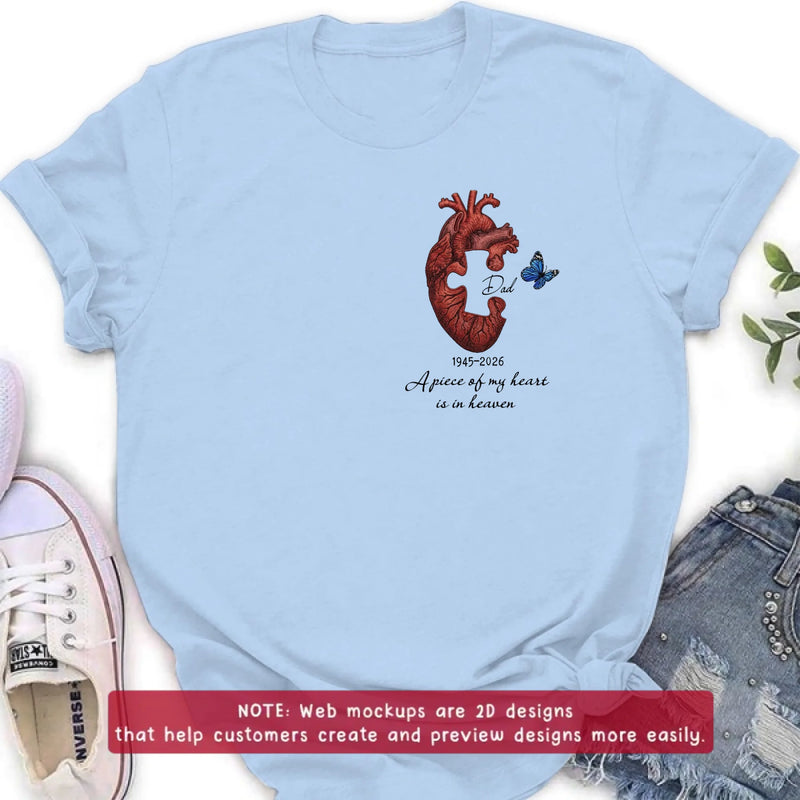 Personalized Memorial Heart Puzzle Embroidered Shirt/ Hoodie – Remembrance Gift Idea – A Piece Of My Heart Is In Heaven