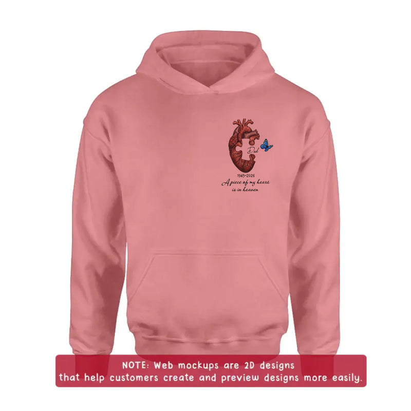 Personalized Memorial Heart Puzzle Embroidered Shirt/ Hoodie – Remembrance Gift Idea – A Piece Of My Heart Is In Heaven