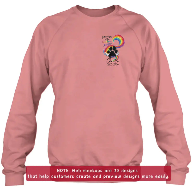 Personalized Memorial Rainbow Bridge Embroidered Shirt/ Hoodie - Remembrance Gift – I'll Meet You At The Rainbow Bridge