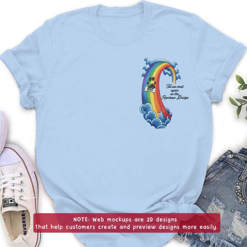 Personalized Rainbow Bridge Pet Memorial Embroidered Shirt/ Hoodie - Pet Loss Remembrance Gift with Up to 5 Pet Names - Till We Meet Again