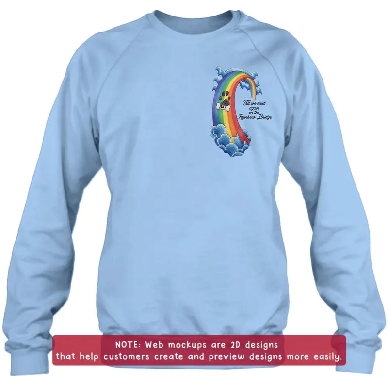 Personalized Rainbow Bridge Pet Memorial Embroidered Shirt/ Hoodie - Pet Loss Remembrance Gift with Up to 5 Pet Names - Till We Meet Again