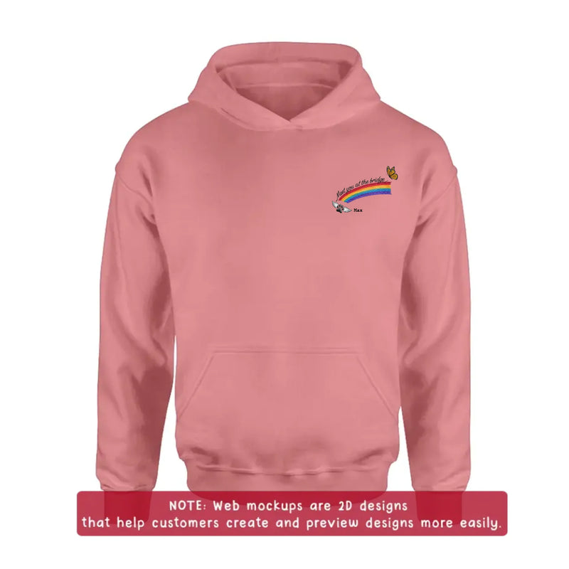 Personalized Rainbow Bridge Pet Memorial Embroidered Shirt/ Hoodie - Pet Loss Remembrance Gift with Up to 5 Pet Names - Meet You At The Bridge